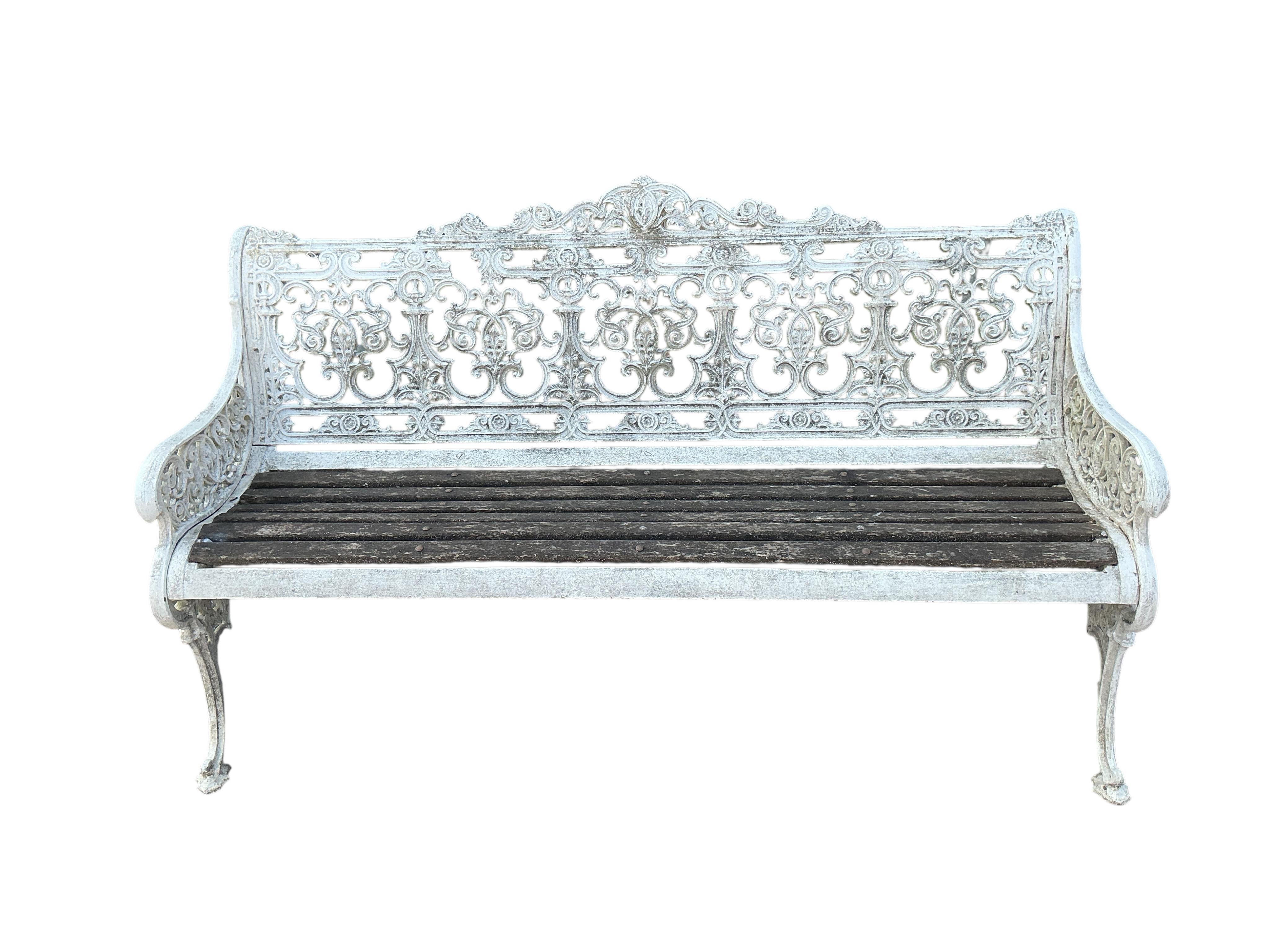 A Victorian Coalbrookdale style cast iron garden bench, width 160cm, depth 68cm, height 90cm